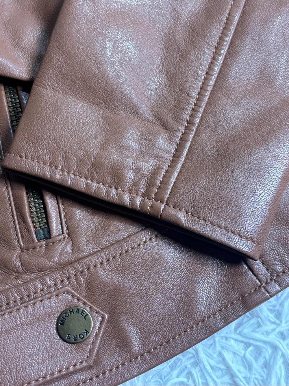 Women's Brown Leather Jacket Genuine Lambskin Motorcycle Jacket - Picture 12 of 12